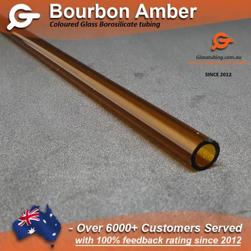 Expertly crafted Bourbon Amber borosilicate glass tube, ideal for high-quality glass pipes and tubing applications, from Glasstubing.com.au.