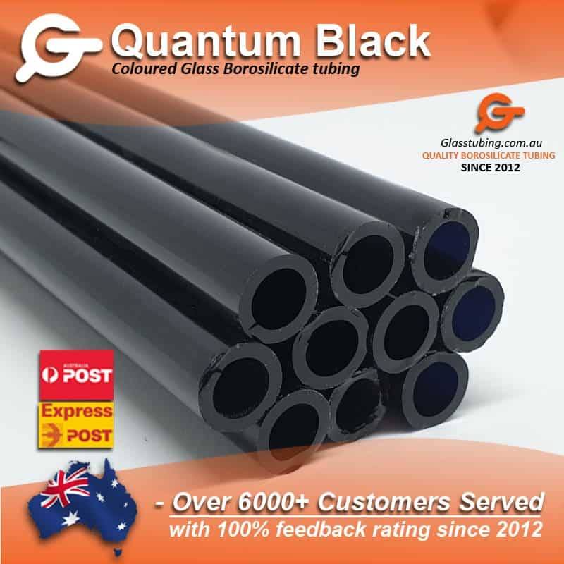 Quantum Black borosilicate glass tubes, perfect for specialized glass tubing and pipe applications, from Glasstubing.com.au.